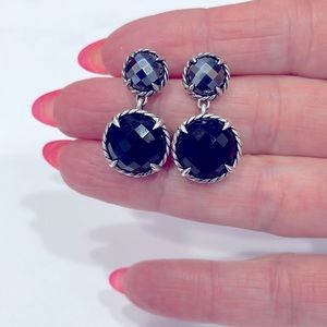 David Yurman Chatelaine hematite / black onyx double drop earrings